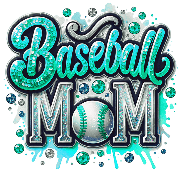 Baseball Mom Colordrip Mint DTF (direct-to-film) Transfer