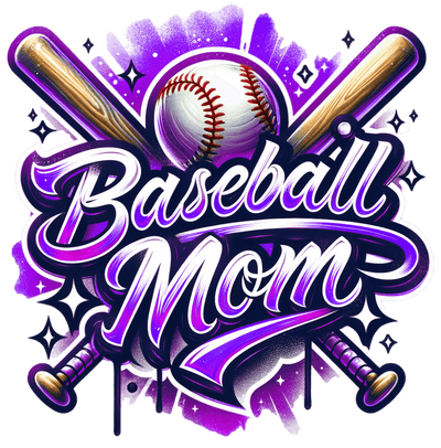 Baseball Mom Crossed Bats Colordrip Purple DTF (direct-to-film) Transfer