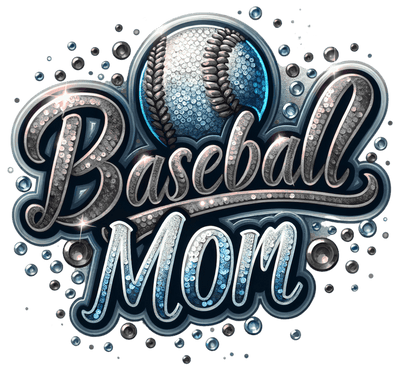 Baseball Mom Gray & Blue DTF (direct-to-film) Transfer