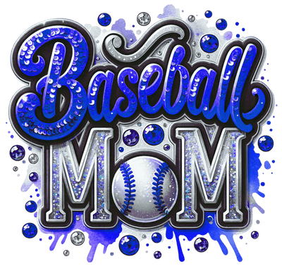 Baseball Mom Laces & Colordrip in Blue DTF (direct-to-film) Transfer