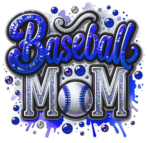 Baseball Mom Laces & Colordrip in Blue DTF (direct-to-film) Transfer