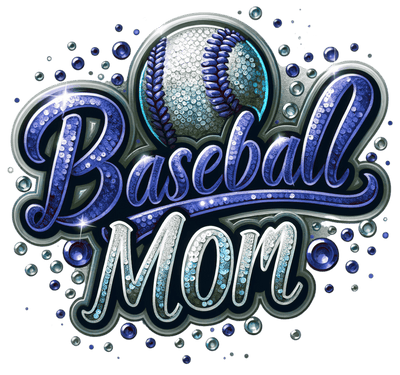 Baseball Mom Laces in Navy Blue DTF (direct-to-film) Transfer