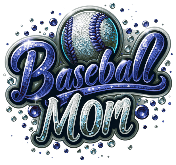 Baseball Mom Laces in Navy Blue DTF (direct-to-film) Transfer