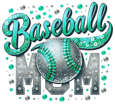 Baseball Mom Mint Sequins DTF (direct-to-film) Transfer