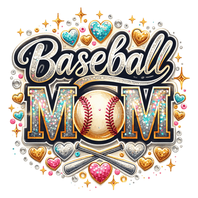 Baseball Mom Rainbow Sequins DTF (direct-to-film) Transfer