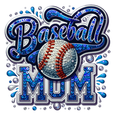 Baseball Mom Sequins Royal & Lt Blue DTF (direct-to-film) Transfer
