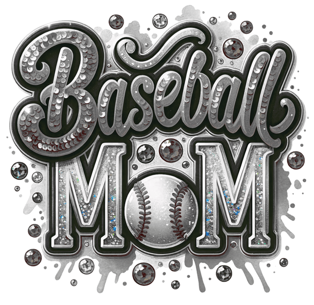 Baseball Mom Silver & Gray Colordrip DTF (direct-to-film) Transfer