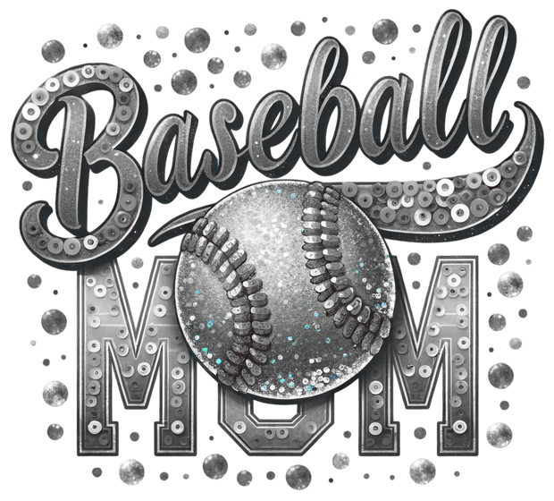 Baseball Mom Silver & Gray DTF (direct-to-film) Transfer
