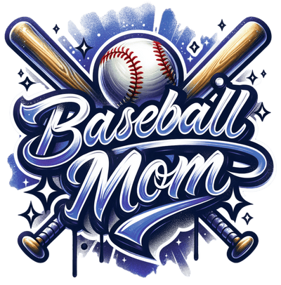 Baseball Mom White & Navy Blue DTF (direct-to-film) Transfer