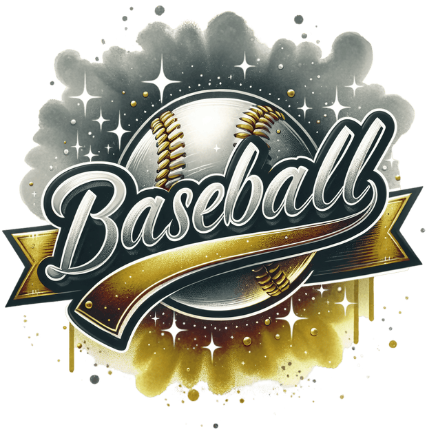 Baseball Smokey Gold DTF (direct-to-film) Transfer
