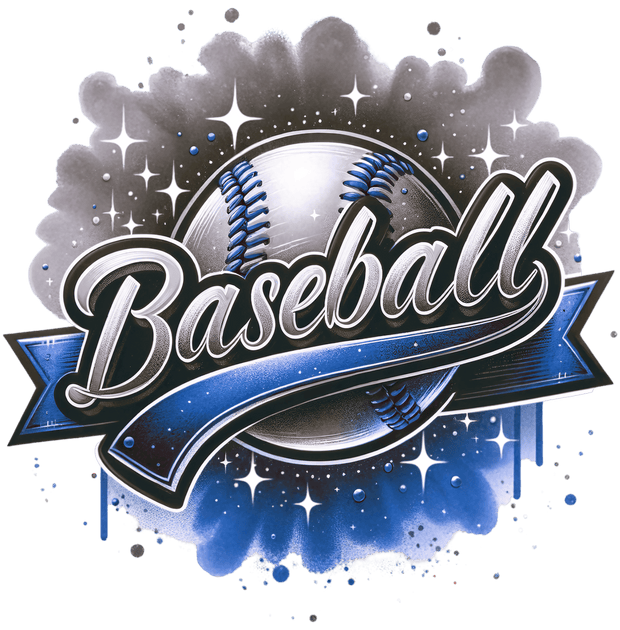 Baseball Smoky Blue DTF (direct-to-film) Transfer