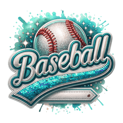 Baseball Stars & Sequins Mint DTF (direct-to-film) Transfer