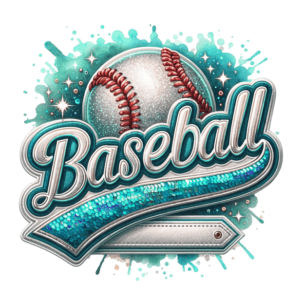 Baseball Stars & Sequins Mint DTF (direct-to-film) Transfer