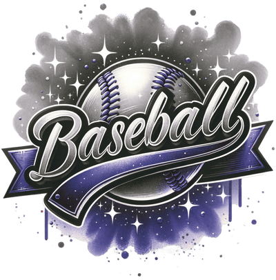Baseball in Smokey Blue DTF (direct-to-film) Transfer