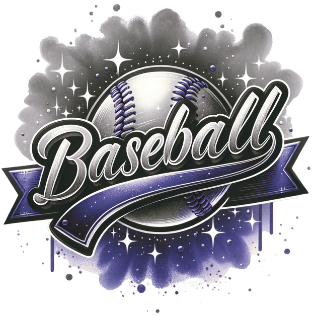 Baseball in Smokey Blue DTF (direct-to-film) Transfer