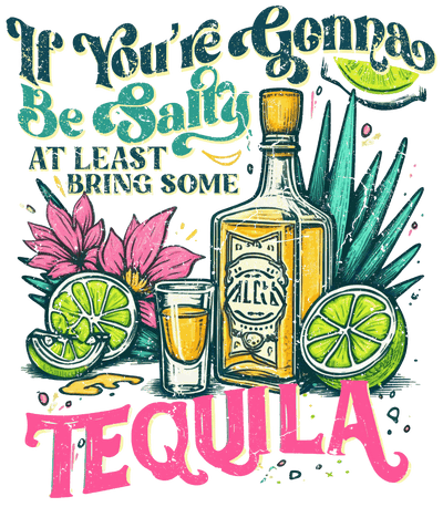 Be Salty Bring Tequilla Distressed DTF (direct-to-film) Transfer