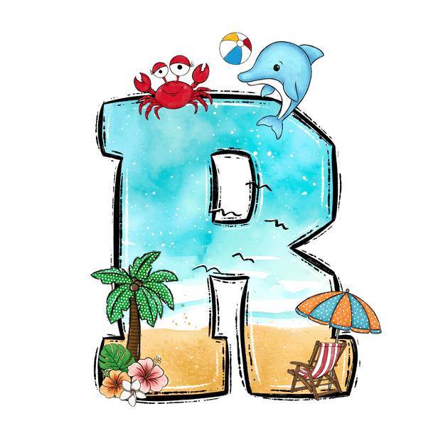 Beachy Letter R DTF (direct-to-film) Transfer – Twisted Image Transfers