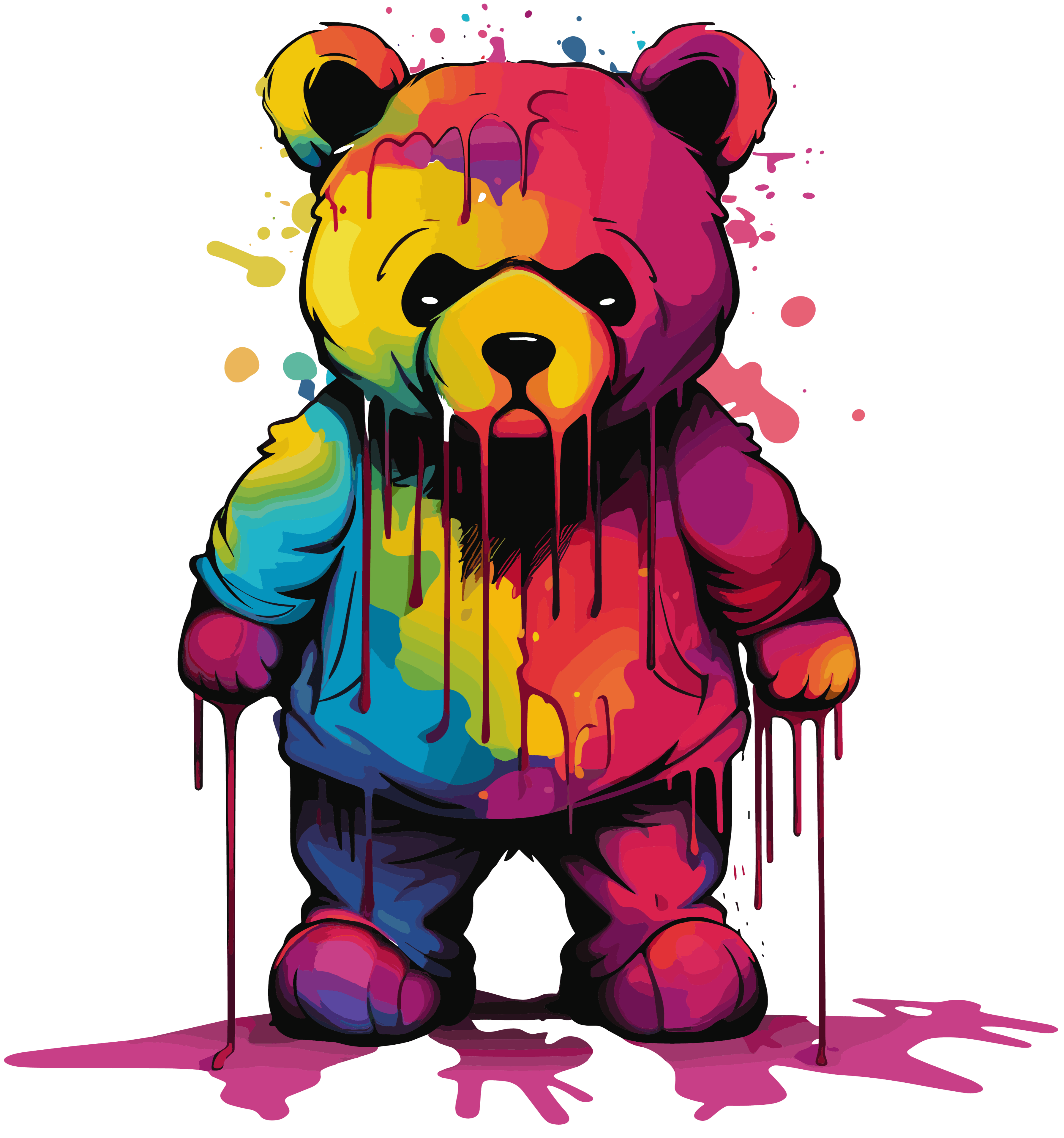 Color Bear Effects Bear Color Drip DTF (direct-to-film) Transfer – Twisted Image Transfers