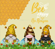 Bee Happy For No Reason Gnome Trio With Honeycomb And Yellow Backdrop UV-DTF 20 oz Skinny Tumbler Wrap