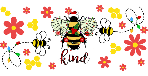 Bee Kind Christmas- Honey Bee Christmas 16oz UV DTF Libby Cup Wrap