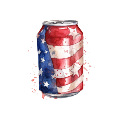 Beer Can Wrapped In Old Glory  DTF (direct-to-film) Transfer