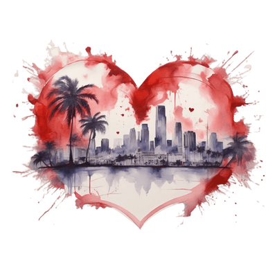 Big City View Color Splattered Heart DTF (direct-to-film) Transfer