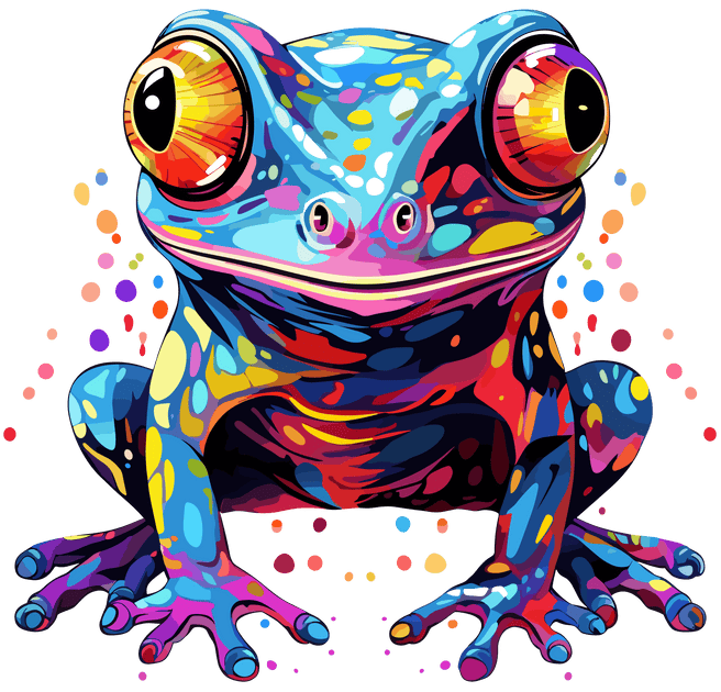 Big Eyed Frog Color Drip DTF (directtofilm) Transfer Twisted Image