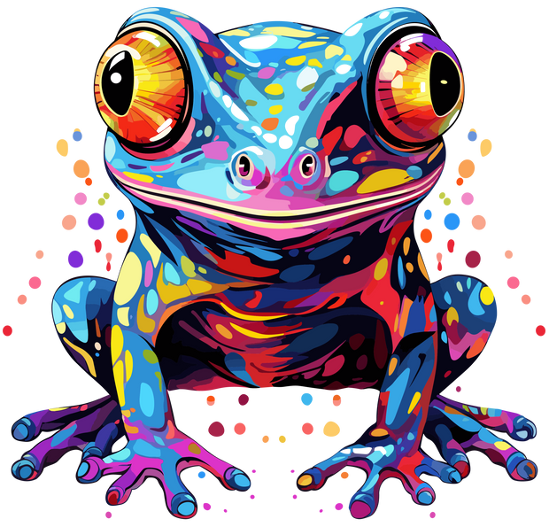 Big Eyed Frog Color Drip DTF (direct-to-film) Transfer