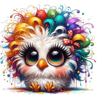 Big Fluffy Chicken Rainbow Drips DTF (direct-to-film) Transfer