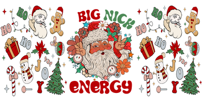 Big Nick Energy-Retro Christmas-Santa Claus Merry Christmas 16oz UV DTF Libby Cup Wrap