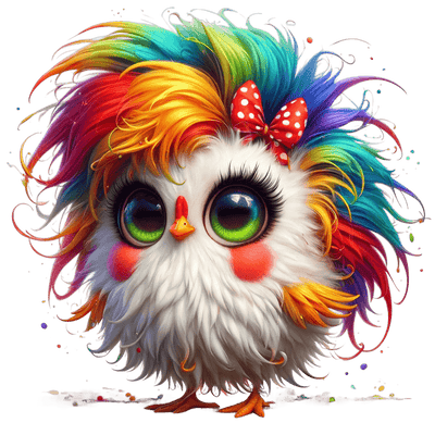 Big Pink Cheeks Fluffy Chicken and Bow DTF (direct-to-film) Transfer