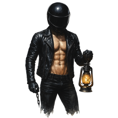 Biker Holding Lantern DTF (direct-to-film) Transfer