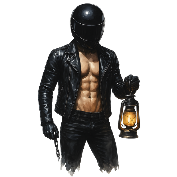 Biker Holding Lantern DTF (direct-to-film) Transfer