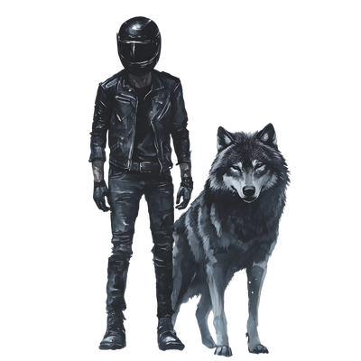 Biker & Wolf DTF (direct-to-film) Transfer