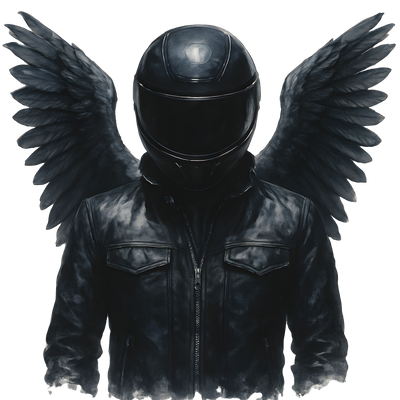 Biker in Black Wings DTF (direct-to-film) Transfer