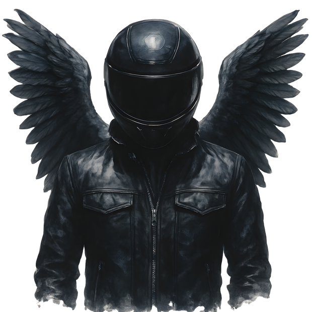 Biker in Black Wings DTF (direct-to-film) Transfer
