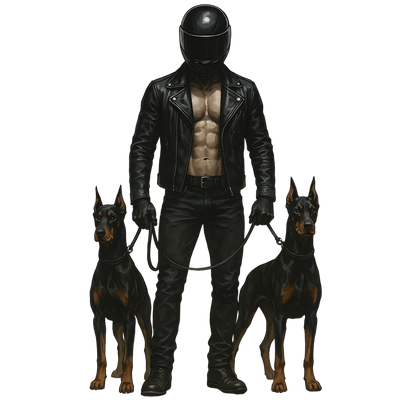 Biker with 2 Dogs DTF (direct-to-film) Transfer