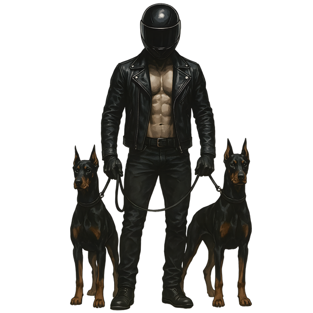 Biker with 2 Dogs DTF (direct-to-film) Transfer