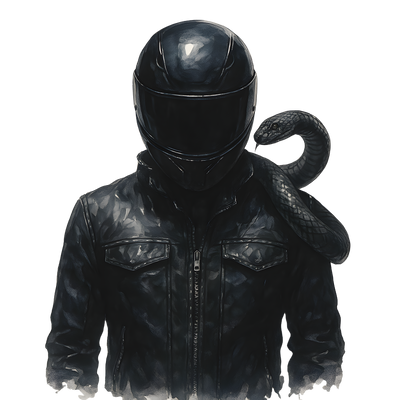 Biker with Snake on Shoulder DTF (direct-to-film) Transfer