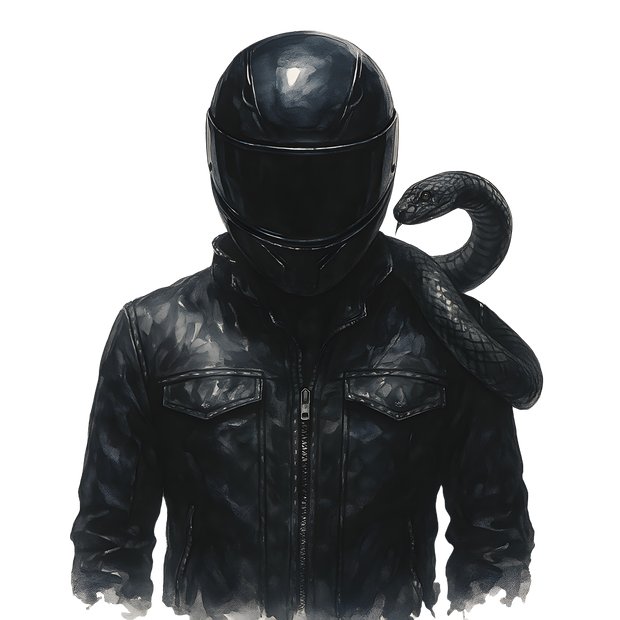 Biker with Snake on Shoulder DTF (direct-to-film) Transfer