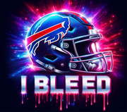 Bills  I Bleed  Football Helmet With Team Logo UV-DTF 20 oz Skinny Tumbler Wrap