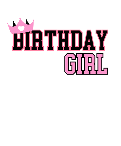 Birthday Pink & Black Font & Heart on Crown DTF (direct-to-film) Transfer