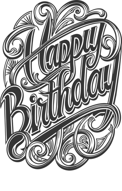 Black Font Happy Birthday DTF (direct-to-film) Transfer