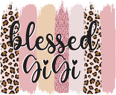 Blessed Gigi in Pink and Leopard Print DTF (direct-to-film) Transfer