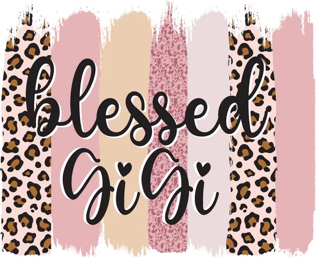Blessed Gigi in Pink and Leopard Print DTF (direct-to-film) Transfer