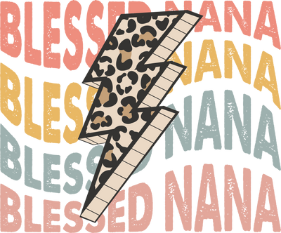 Blessed Nana with Leopard Print Lightning Bolt DTF (direct-to-film) Transfer