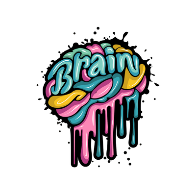 Blue Brain Color Drip DTF (direct-to-film) Transfer