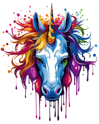 Blue Unicorn Color Drip DTF (direct-to-film) Transfer