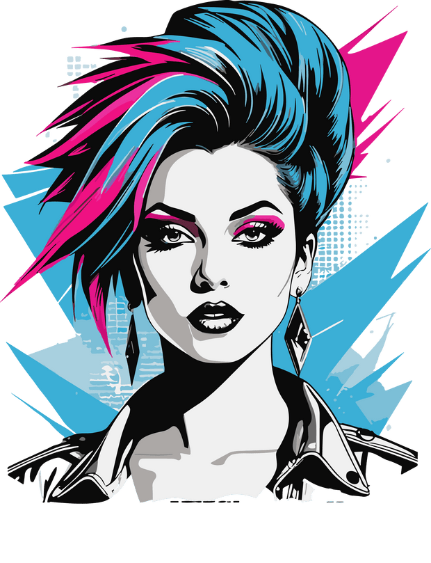 Blue & Pink Hair & Makeup DTF (direct-to-film) Transfer