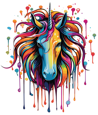 Blue & Yellow Unicorn Color Drip DTF (direct-to-film) Transfer